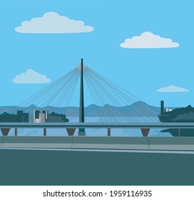 Bridge over the Danube in Vienna, vector