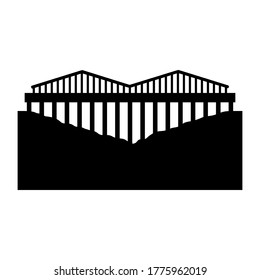 Puente sobre la garganta negro sobre un fondo blanco, signo de diseño, ilustración vectorial