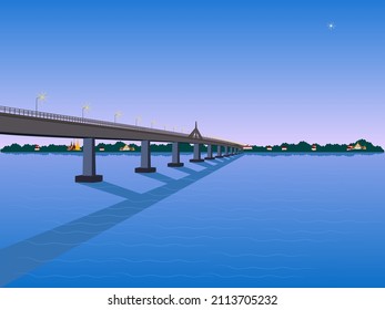 Bridge over the river between Thailand and Laos. vecter