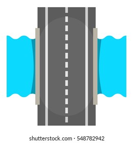 Bridge over river icon. Cartoon illustration of bridge over river vector icon for web design