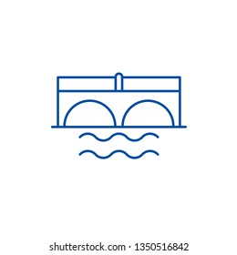 Bridge over river line icon concept. Bridge over river flat  vector symbol, sign, outline illustration.