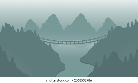 Puente sobre el río en las montañas