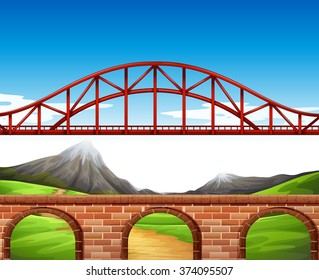 Puente sobre la ilustración de la pared