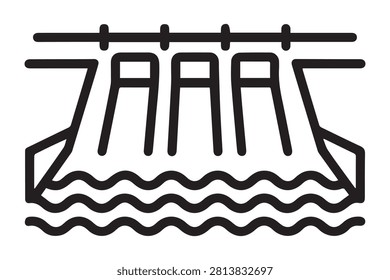 Bridge Over Water Line Icon Vector Illustration