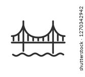 bridge over water. linear icon. Line with editable stroke