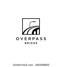 Bridge Overpass Flyover Logo Vector Icon Illustration Line Outline Monoline, Technology And Construction Business Brand Design