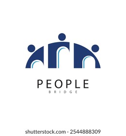 bridge people logo icon vector illustration
