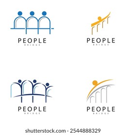 bridge people logo icon vector illustration
