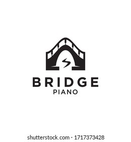 Bridge piano logo icon. Vector illustration. silhouette design