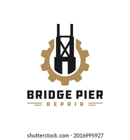 bridge pier construction illustration logo design