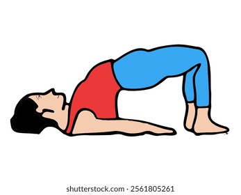 bridge pose yoga woman illustration poster 