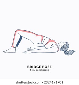 BRIDGE  pose. Young woman practicing Yoga pose. Woman workout fitness, aerobic and exercises