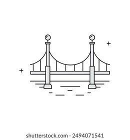 Puente, Cruce del río, Diseño de iconos de Vector de estructura de puente