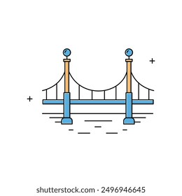 Bridge, River Crossing, Bridge Structure Vector Icon Design
