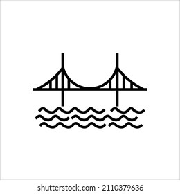 bridge and river icon vector illustration, 10 eps