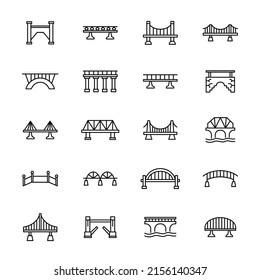 Bridge river line icon illustration. Architecture iron stone bridge construction railway road linear icon