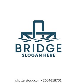 Bridge with river logo design vector. Bridge logo design vector template inspirations