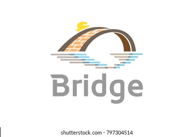 Bridge River Sunshine Logo Design Symbol Illustration
