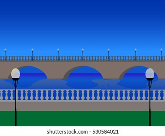 bridge and river in town