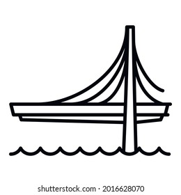 Bridge road icon. Outline bridge road vector icon for web design isolated on white background