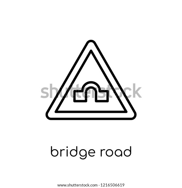 Bridge road\
sign icon. Trendy modern flat linear vector Bridge road sign icon\
on white background from thin line traffic sign collection,\
editable outline stroke vector\
illustration