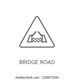 Bridge road sign linear icon. Modern outline Bridge road sign logo concept on white background from Traffic Signs collection. Suitable for use on web apps, mobile apps and print media.