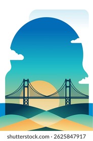 bridge, San Francisco - cartaz, cartão, ilustração vetorial