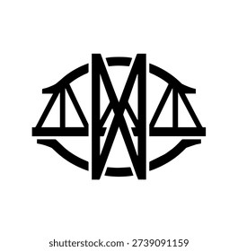 Bridge and Scale Monogram Logo Vector Illustration for Law Firm Justice and Professional Engineering Civil Construction Brand Design
