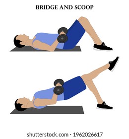 Trainingsgrafik zur Stärkung von Bridge und Scoop auf weißem Hintergrund. Vektorgrafik