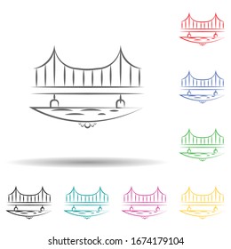 Bridge sea multi color set icon. Simple thin line, outline vector of landspace icons for ui and ux, website or mobile application