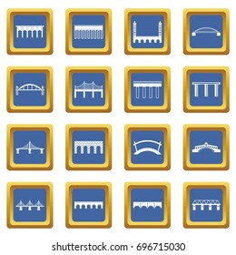 Bridge set icons set in blue color isolated vector illustration for web and any design