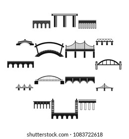 Bridge set icons in simple style for any design