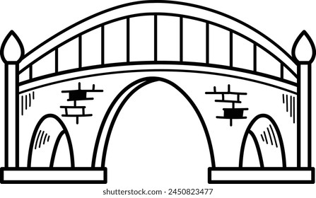 A bridge is shown in black and white. The bridge is a simple design with no decorations. The bridge is a symbol of connection and unity