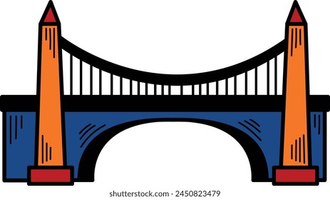 A bridge is shown in black and white. The bridge is a simple design with no decorations. The bridge is a symbol of connection and unity
