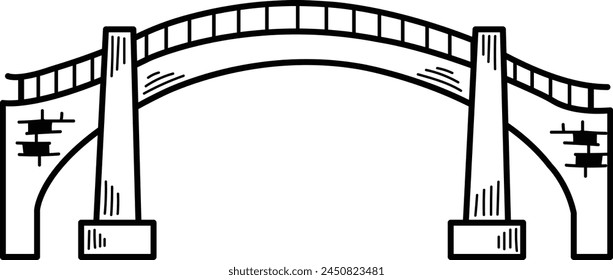 A bridge is shown in black and white. The bridge is a simple design with no decorations. The bridge is a symbol of connection and unity