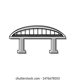 Bridge sign. Black line icon with gray shifted flat filled icon on white background. Illustration.