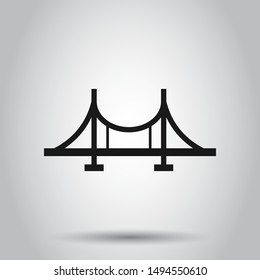 Bridge sign icon in flat style. Drawbridge vector illustration on isolated background. Road business concept.