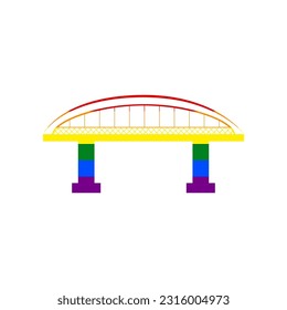 Bridge sign. Rainbow gay LGBT rights colored Icon at white Background. Illustration.