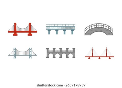 Señal del puente. Conjunto de iconos de puente de Vector. Signo moderno aislado de la forma del puente.