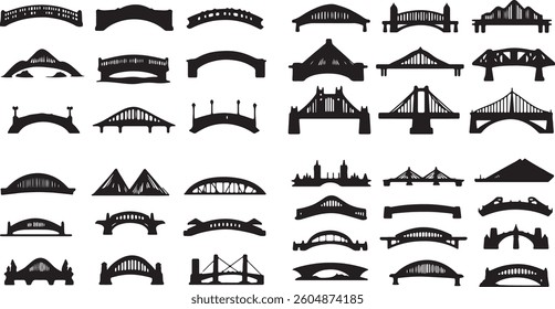 bridge silhouette collection modern vector icons for engineering cityscape and architectural projects