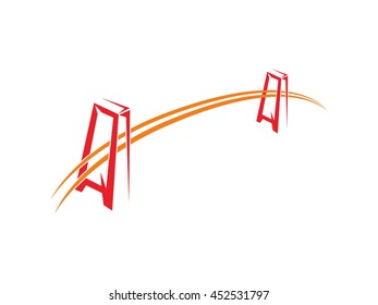 bridge silhouette symbol logo emblem outline vector illustration