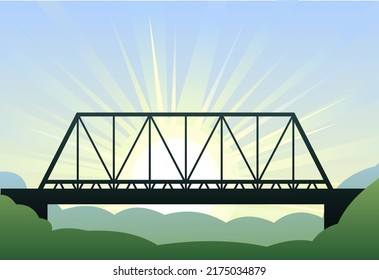 Bridge silhouette. Transport road construction. Vector.