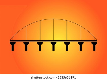 Bridge Structure with Orange Background. Bridge icon illustration