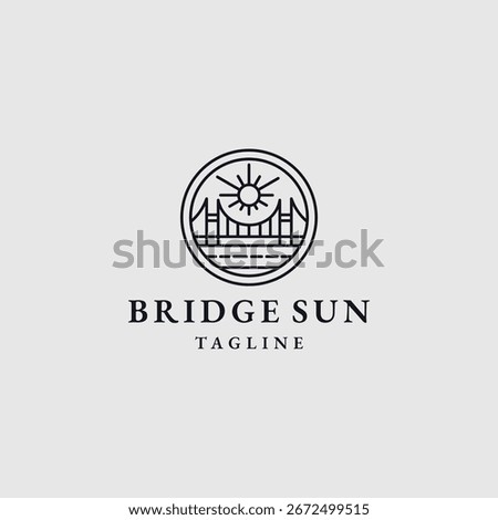 Bridge sun logo icon design template vector illustration