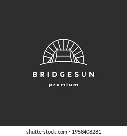 Icono del logotipo del Sol puente. Diseño de ilustración de vector en el fondo negro