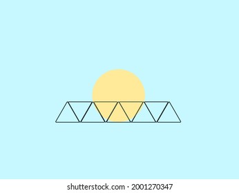 vector de logotipo de puente y sol con tonos brillantes