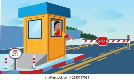 Bridge Toll received by a toll man illustration 