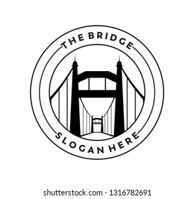 bridge with tower suspension vector icon logo template