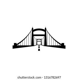 bridge with tower suspension vector icon logo template