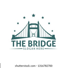 bridge with tower suspension vector icon logo template
